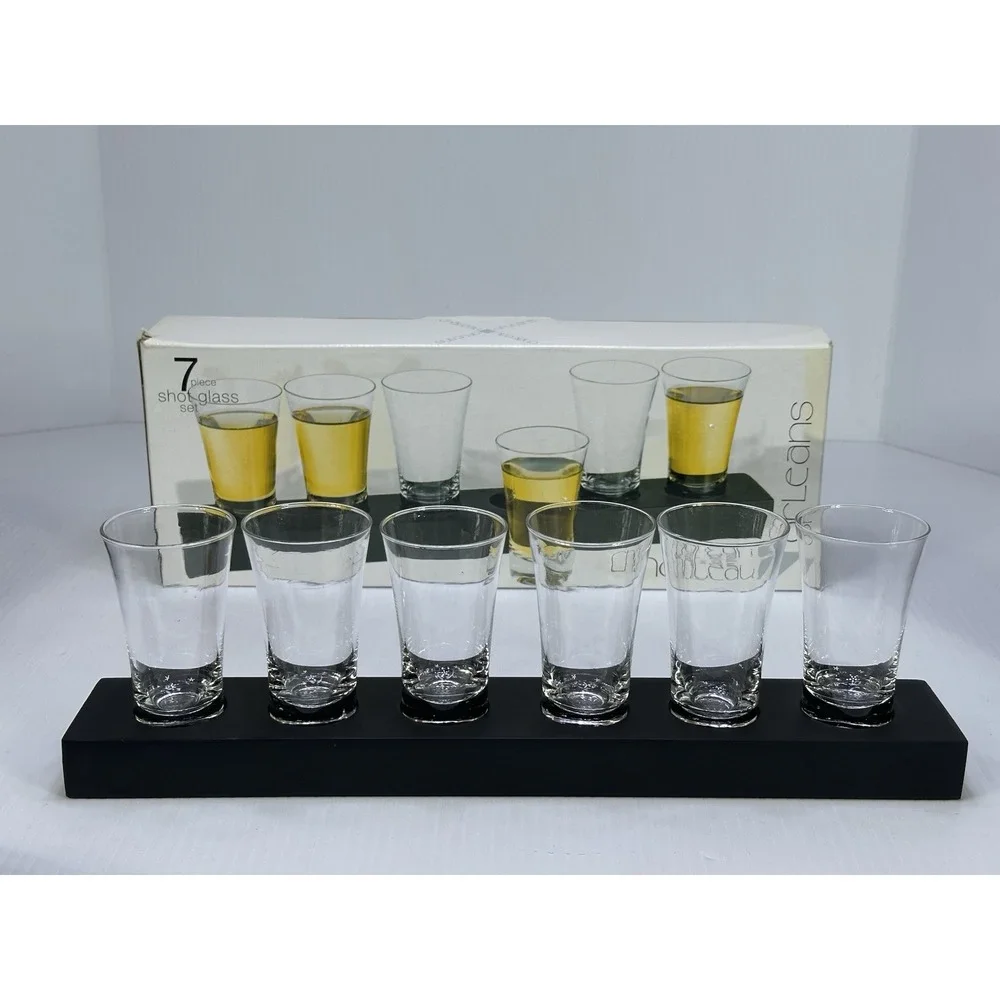 7 Piece HOME ESSENTIALS CHATEAU ORLEANS Shot Glass Set New in Box